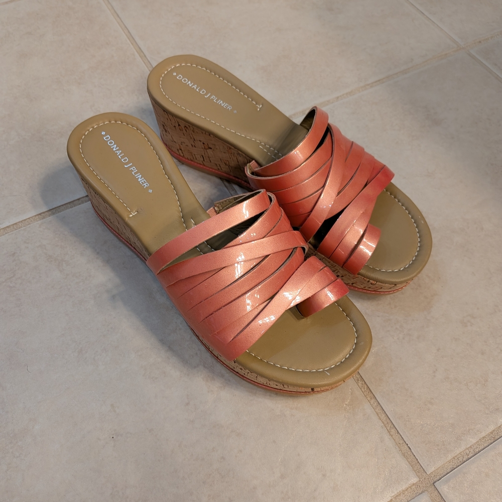 Donald J. Pliner Coral Wedge Slide Sandals